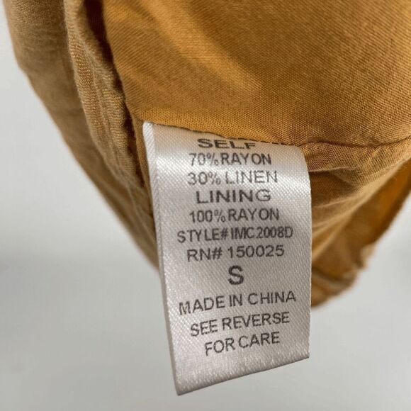 Emory Park Women Mustard Yellow preowned pom pom boho mini dress small - Picture 5 of 8